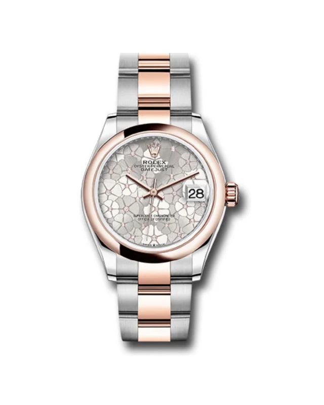 Rolex Datejust 31mm - Ref: 278241 sflomdo - Silver Floral Dial, Two Tone Stainless Steel & 18K Rose Gold Oyster Bracelet Women's Watch