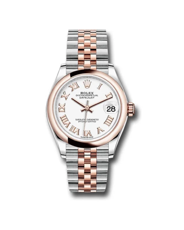 Rolex Datejust 31mm - Ref: 278241 wrj - White Roman Dial, Two Tone Stainless Steel & 18K Rose Gold Jubilee Bracelet Women's Watch