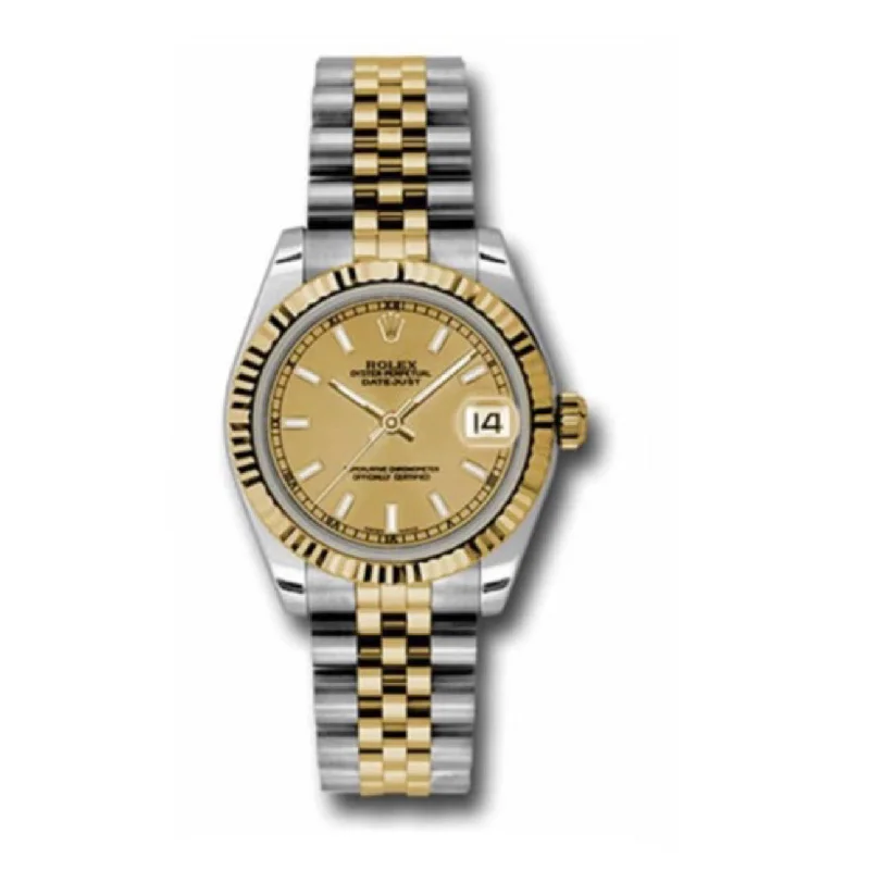 Rolex Datejust 31mm - Ref: 178273 chij - Champagne Stick Dial, Two Tone Stainless Steel & 18K Yellow Gold Jubilee Bracelet Women's Watch