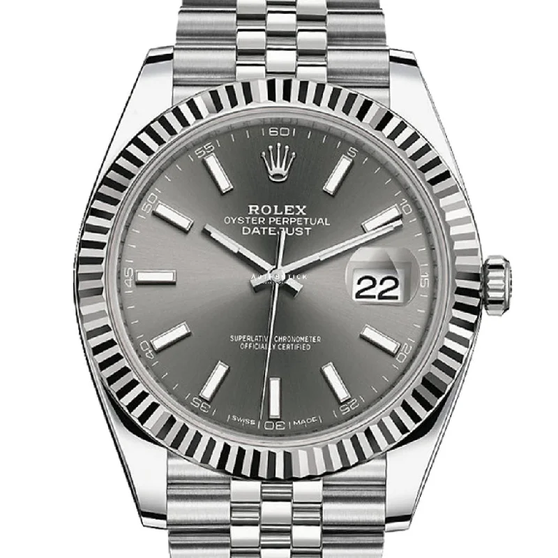 Rolex Datejust 41 Stainless Steel Jubilee Fluted Bezel Rhodium Stick Dial 126334