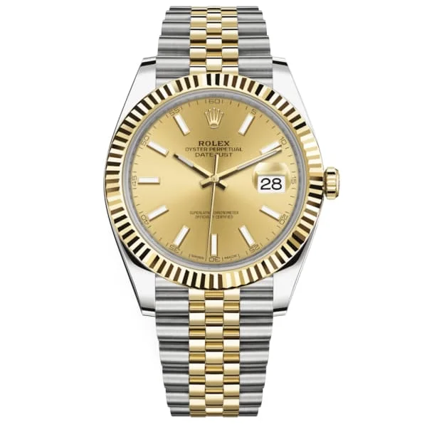 Rolex Datejust 41mm - Ref: 126333-0010 - Champagne Stick Dial, Two Tone Stainless Steel & 18K Yellow Gold Jubilee Bracelet Men's Watch