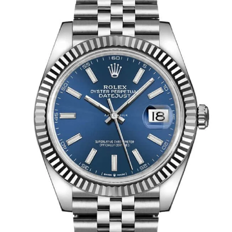 ROLEX DATEJUST 41 STAINLESS STEEL BLUE INDEX DIAL OYSTER 126334