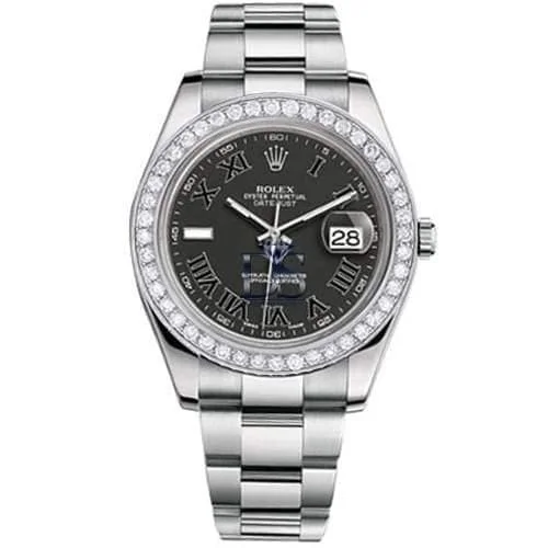 Rolex Datejust II 41mm - Ref: 116300 bkdb - Black Dial & Diamond Bezel, Stainless Steel Oyster Bracelet Men's Watch