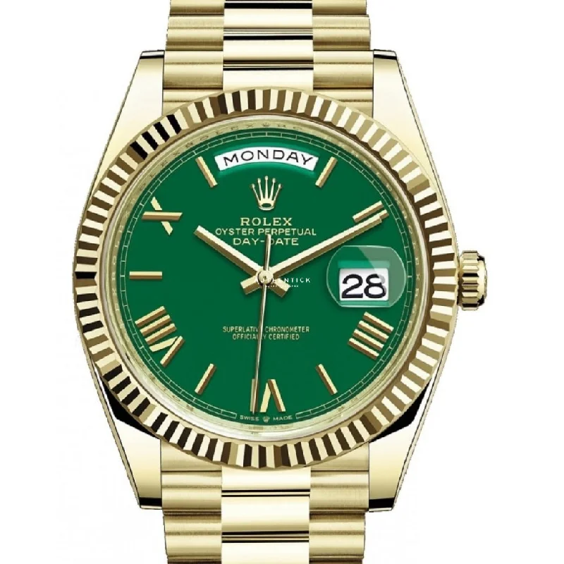 Rolex Day-Date 40 Yellow Gold Green Roman Dial 228238