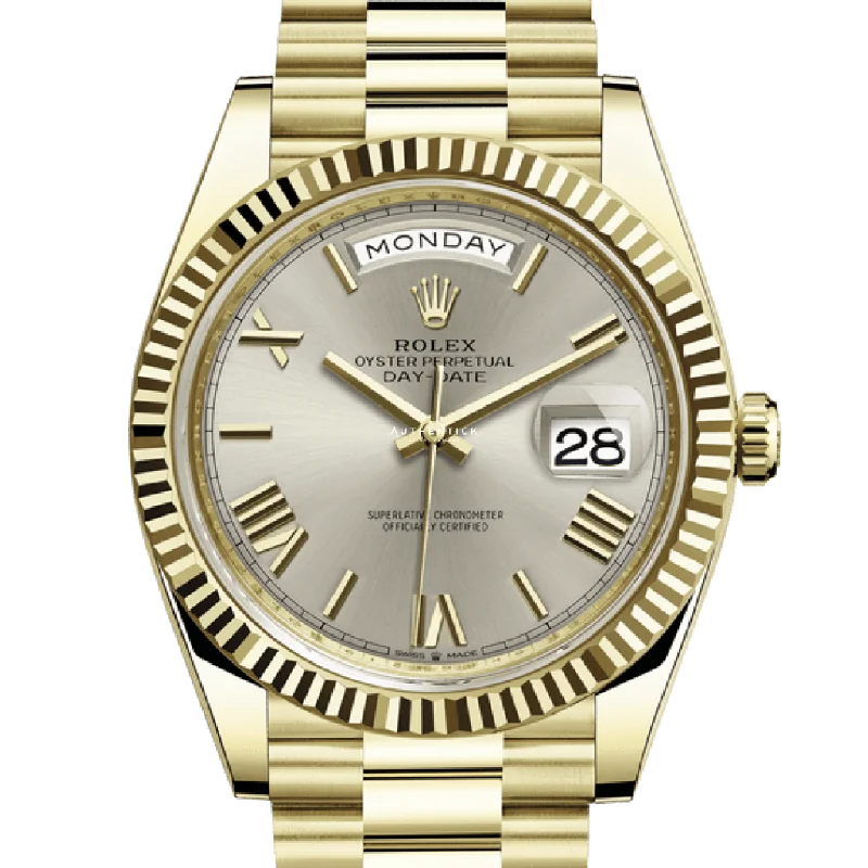 Rolex Day-Date 40 Yellow Gold Silver Roman Dial 228238