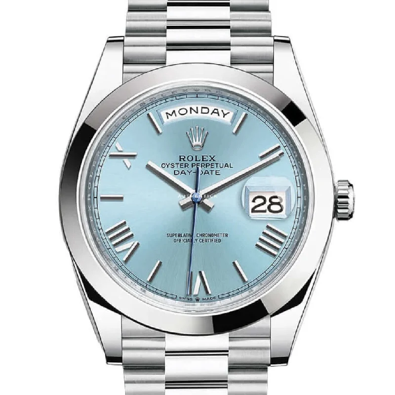 Rolex Day-Date 40 Platinum Ice Blue Roman Dial 228206