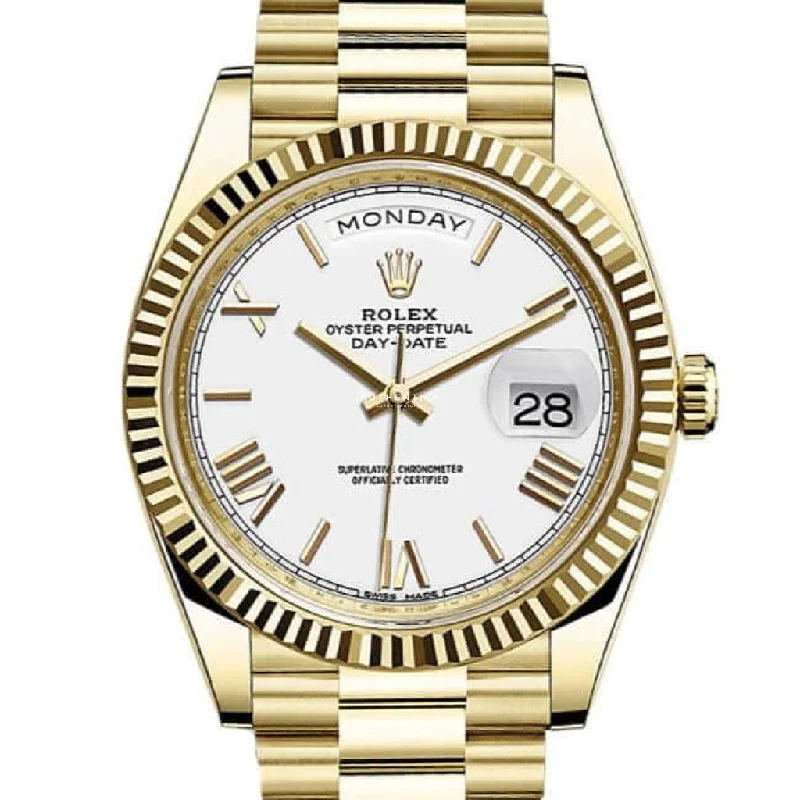 Rolex Day-Date 40 Yellow Gold White Roman Dial 228238