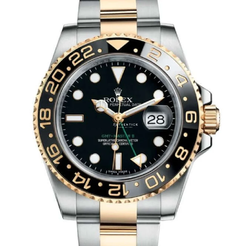 Rolex GMT-Master II Stainless Steel & Yellow Gold Black Dial 116713LN