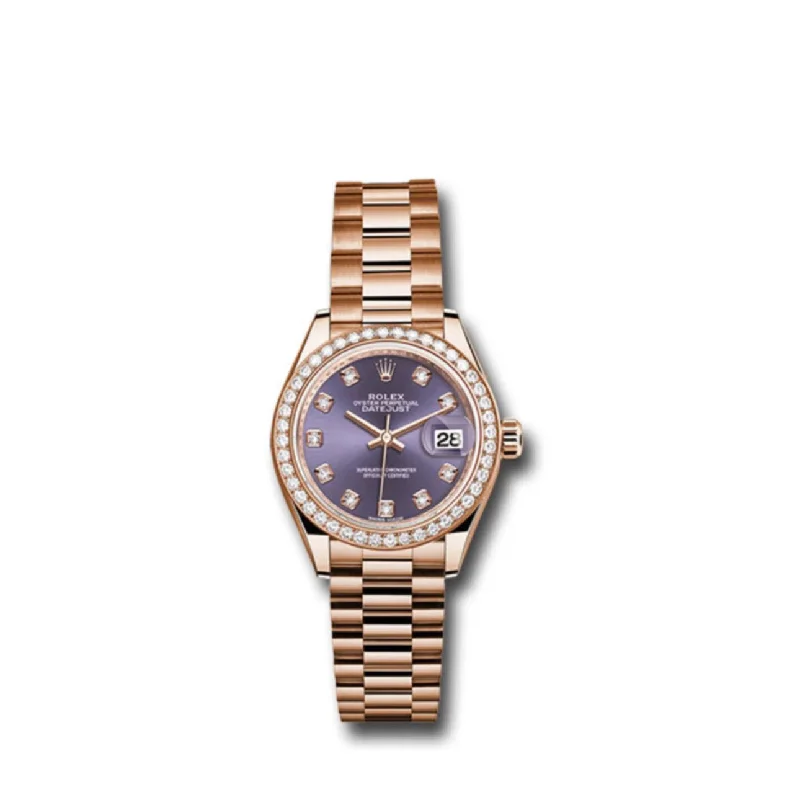 Rolex Lady Datejust 28mm - Ref: 279135rbr adp - Aubergine Purple Dial, 18K Rose Gold Oyster Bracelet Women's Watch