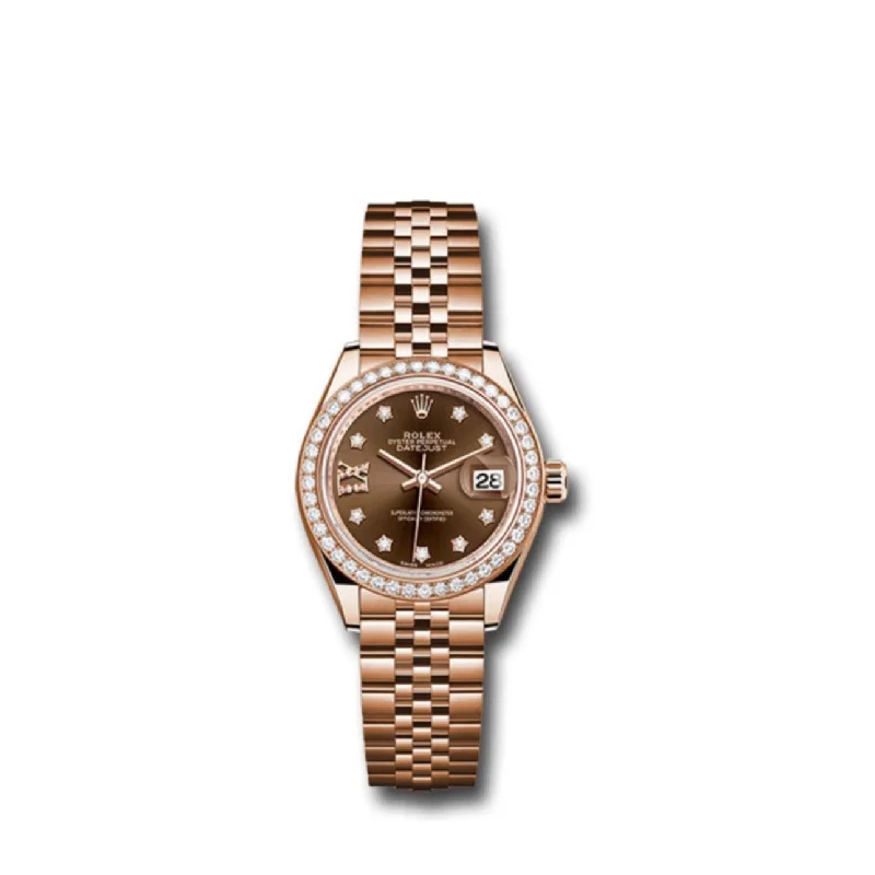 Rolex Lady Datejust 28mm - Ref: 279135rbr cho9dix8dj - Chocolate Dial, 18K Rose Gold Jubilee Bracelet Women's Watch