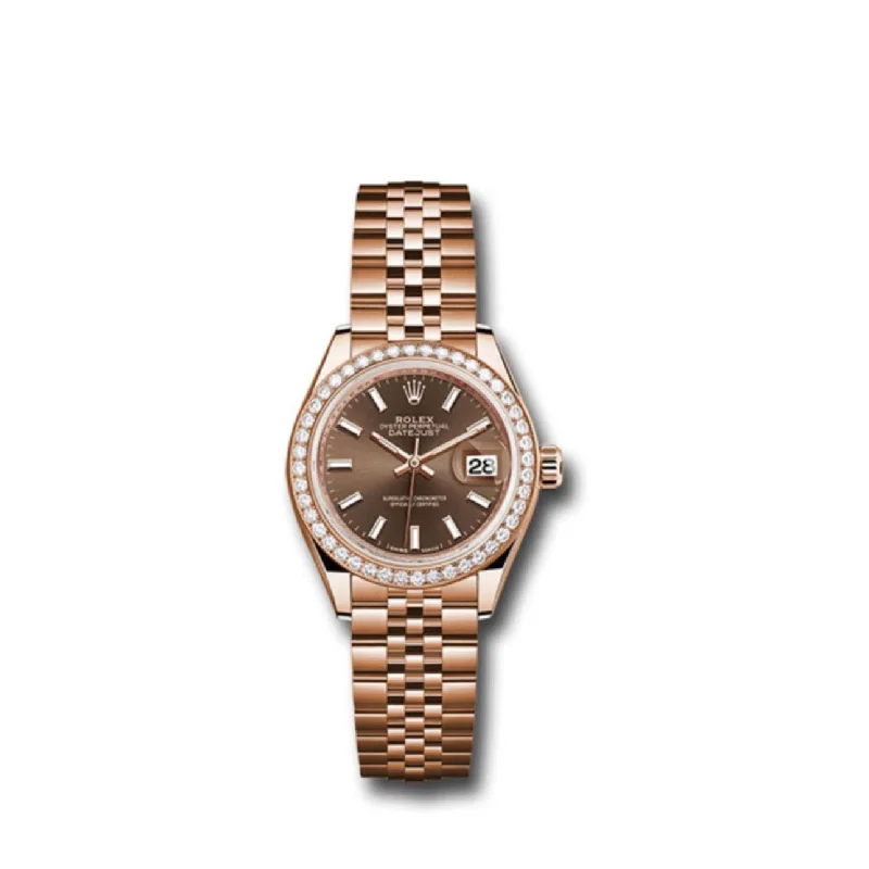 Rolex Lady Datejust 28mm - Ref: 279135rbr choij - Chocolate Dial, 18K Rose Gold Jubilee Bracelet Women's Watch