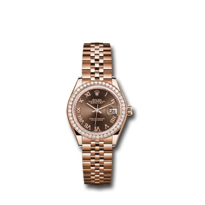 Rolex Lady Datejust 28mm - Ref: 279135rbr chorj - Chocolate Dial, 18K Rose Gold Jubilee Bracelet Women's Watch