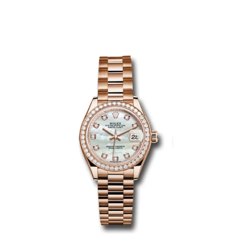 Rolex Lady Datejust 28mm - Ref: 279135rbr mdp - White Mother of Pearl Dial, 18K Rose Gold Oyster Bracelet Women's Watch