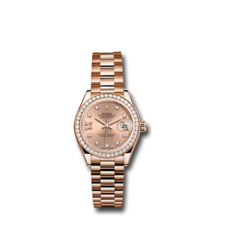 Rolex Lady Datejust 28mm - Ref: 279135rbr rs9dix8dp - Rose Dial, 18K Rose Gold Oyster Bracelet Women's Watch