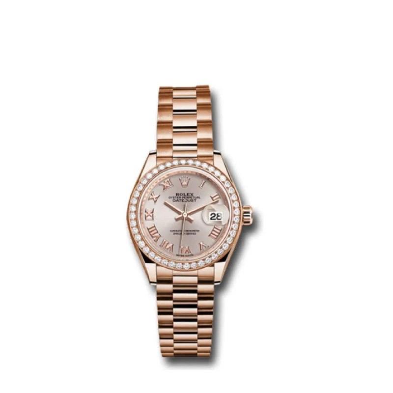 Rolex Lady Datejust 28mm - Ref: 279135rbr srp - Sundust Dial, 18K Rose Gold Oyster Bracelet Women's Watch