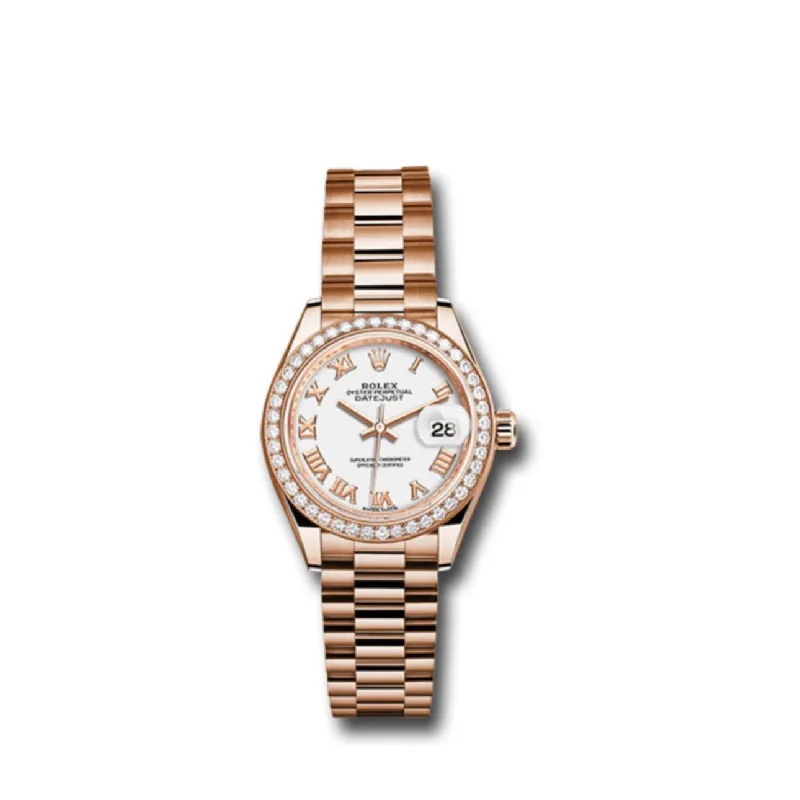 Rolex Lady Datejust 28mm - Ref: 279135rbr wrp - White Dial, 18K Rose Gold Oyster Bracelet Women's Watch