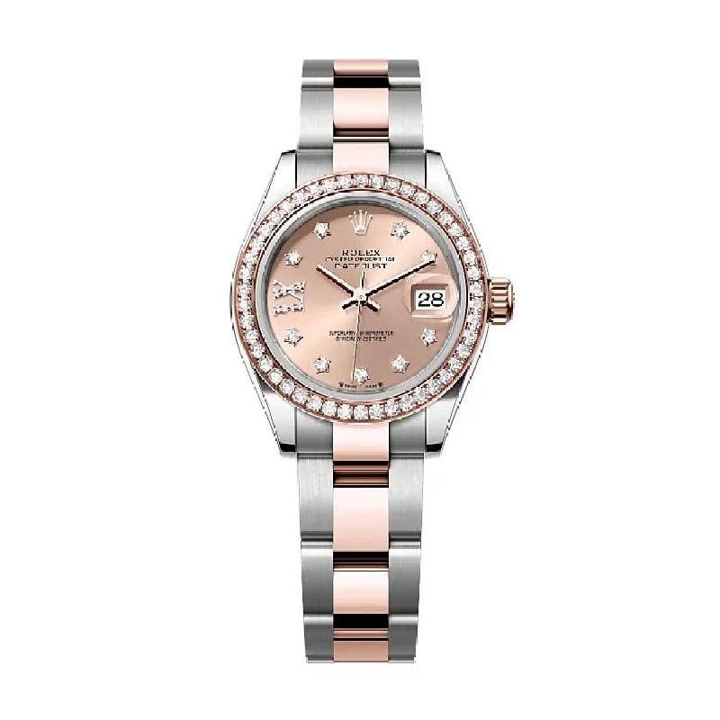 Rolex Lady-Datejust 28mm - Ref: 279381rbr-0028 - Rose Diamond Dial & Diamond Bezel, Two Tone Stainless Steel & 18K Rose Gold Oyster Bracelet Women's Watch