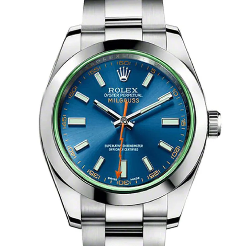 Rolex Milgauss Stainless Steel Blue Dial Green Sapphire 116400GV