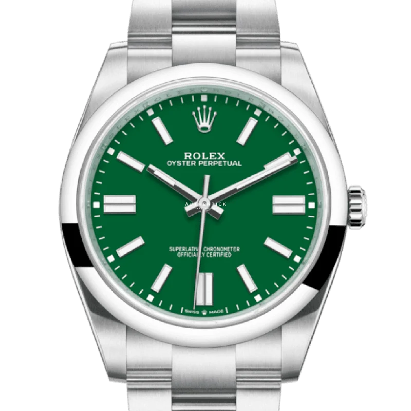 Rolex Oyster Perpetual 41 Stainless Steel Green Dial 124300