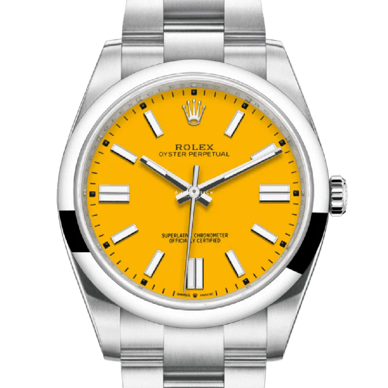 ROLEX OYSTER PERPETUAL 41 STAINLESS STEEL YELLOW DIAL 124300