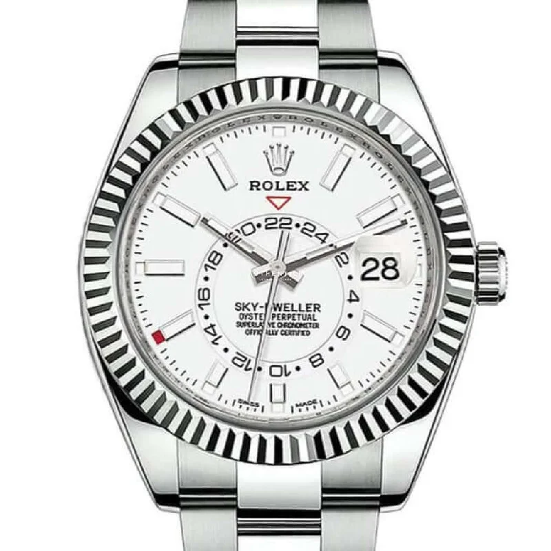 Rolex Sky-Dweller Stainless Steel & White Gold Bezel White Dial 326934