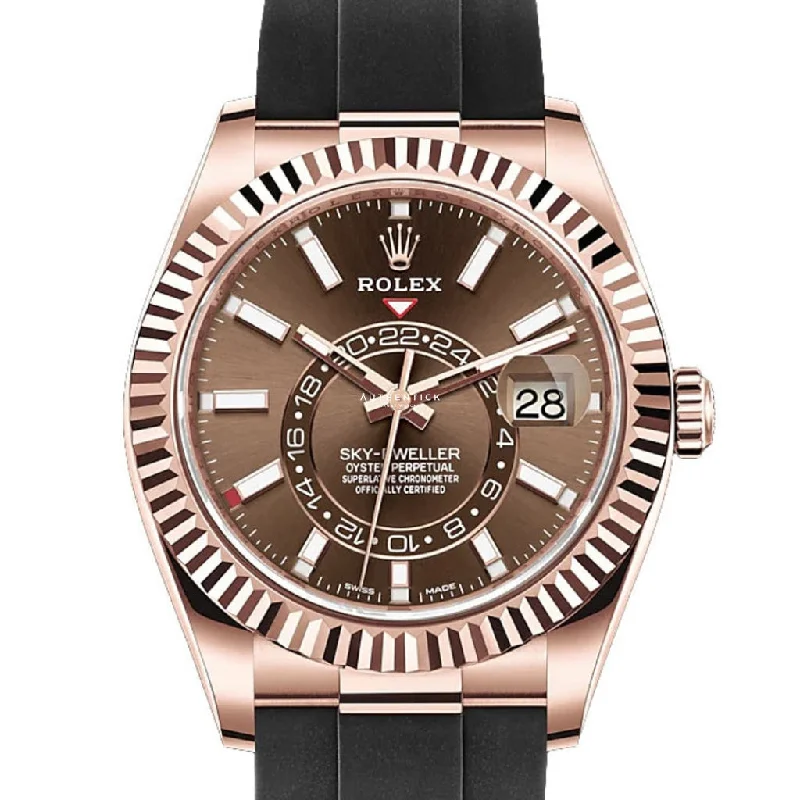 Rolex Sky-Dweller Oysterflex Rose Gold Chocolate Dial 326235