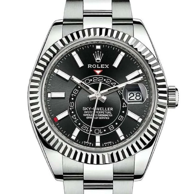 Rolex Sky-Dweller Stainless Steel & White Gold Bezel Black Dial 326934