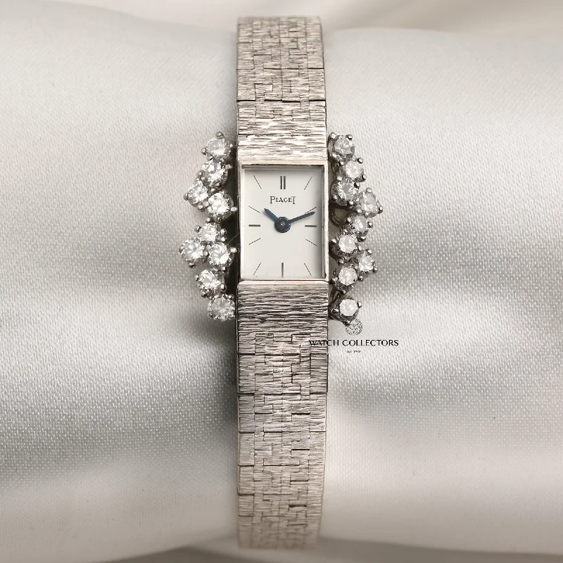 Vintage Piaget 18k White Gold Diamond Side Bezel