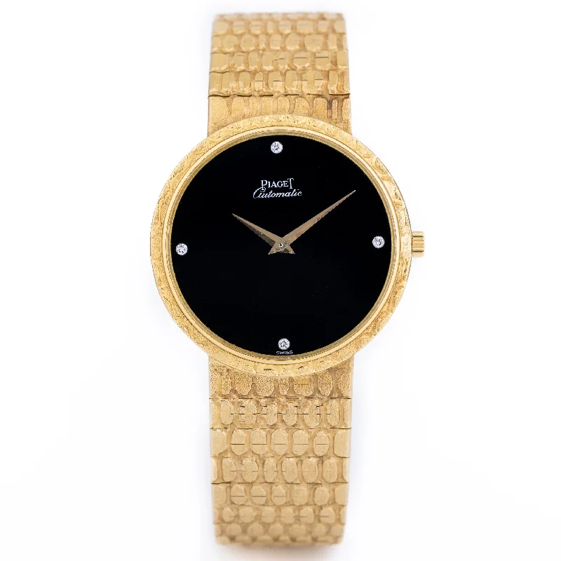 Vintage Piaget | Onyx Dial & Diamond Dial | Automatic | 18k Yellow Gold | Circa 1980's | 34mm